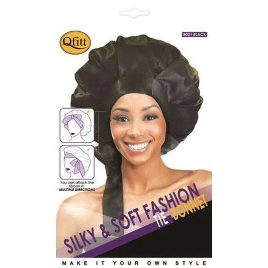 Qfitt Silky & Soft Fashion Tie Bonnet 8021 Black