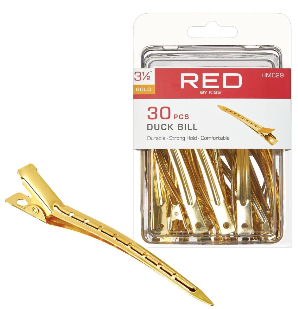 Red By Kiss Gold Duck Bill Clips 3 1/2″