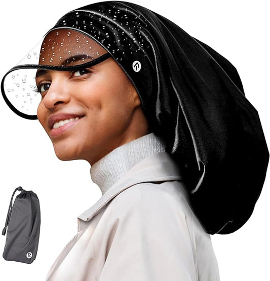 Red by Kiss Premium Satin Lined Rain Cap, 100% Waterproof Hair Protection