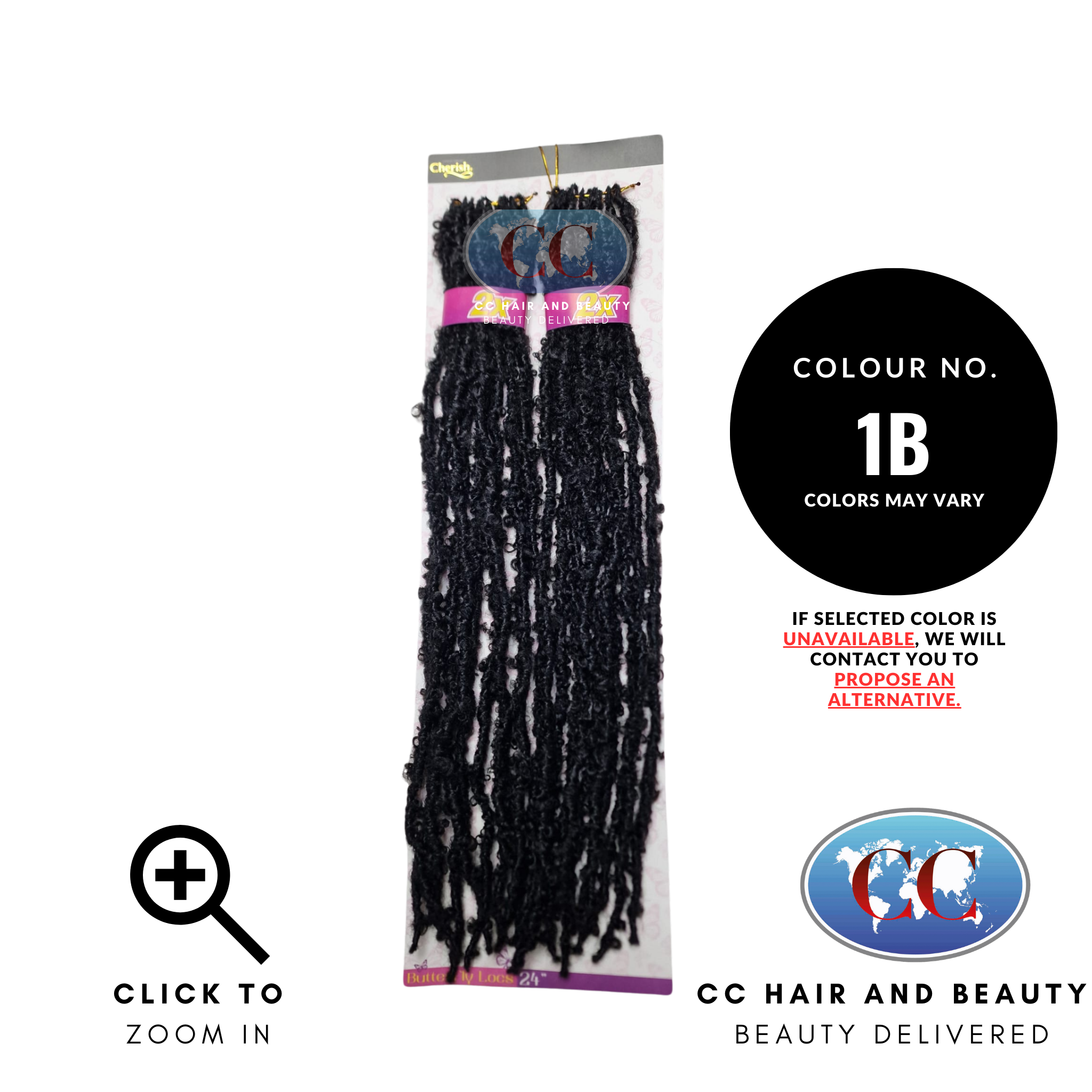 Cherish - Pre-Loop Crochet Braid 2X Value Pack Hair Extensions - Butterfly Locs 24''-colour 1B