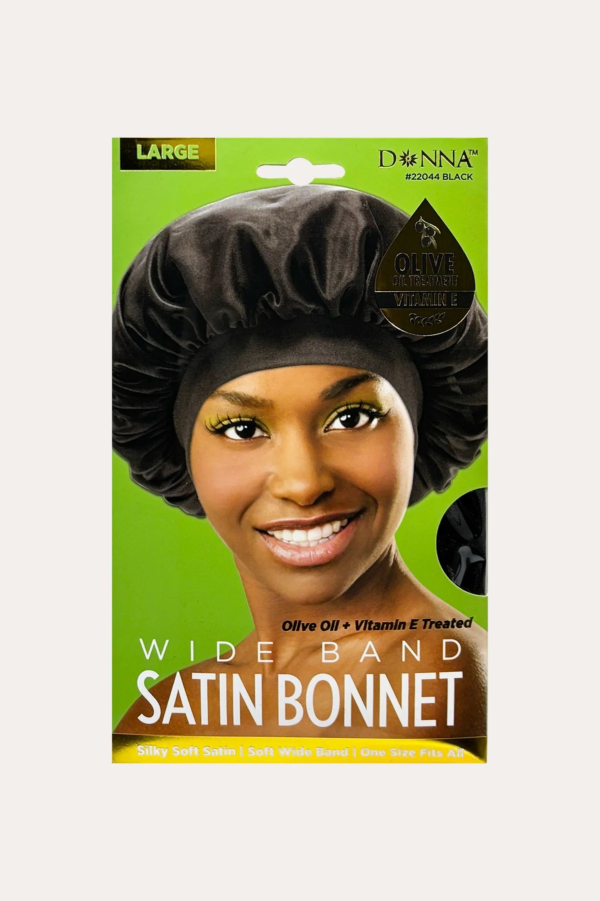 Donna Cap Olive Oil Treated Wide Band Bonnet #22044 Black