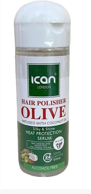 ICAN London Hair Polisher Olive Oil Infused With Coconut Oil Heat protection Serum 7OZ