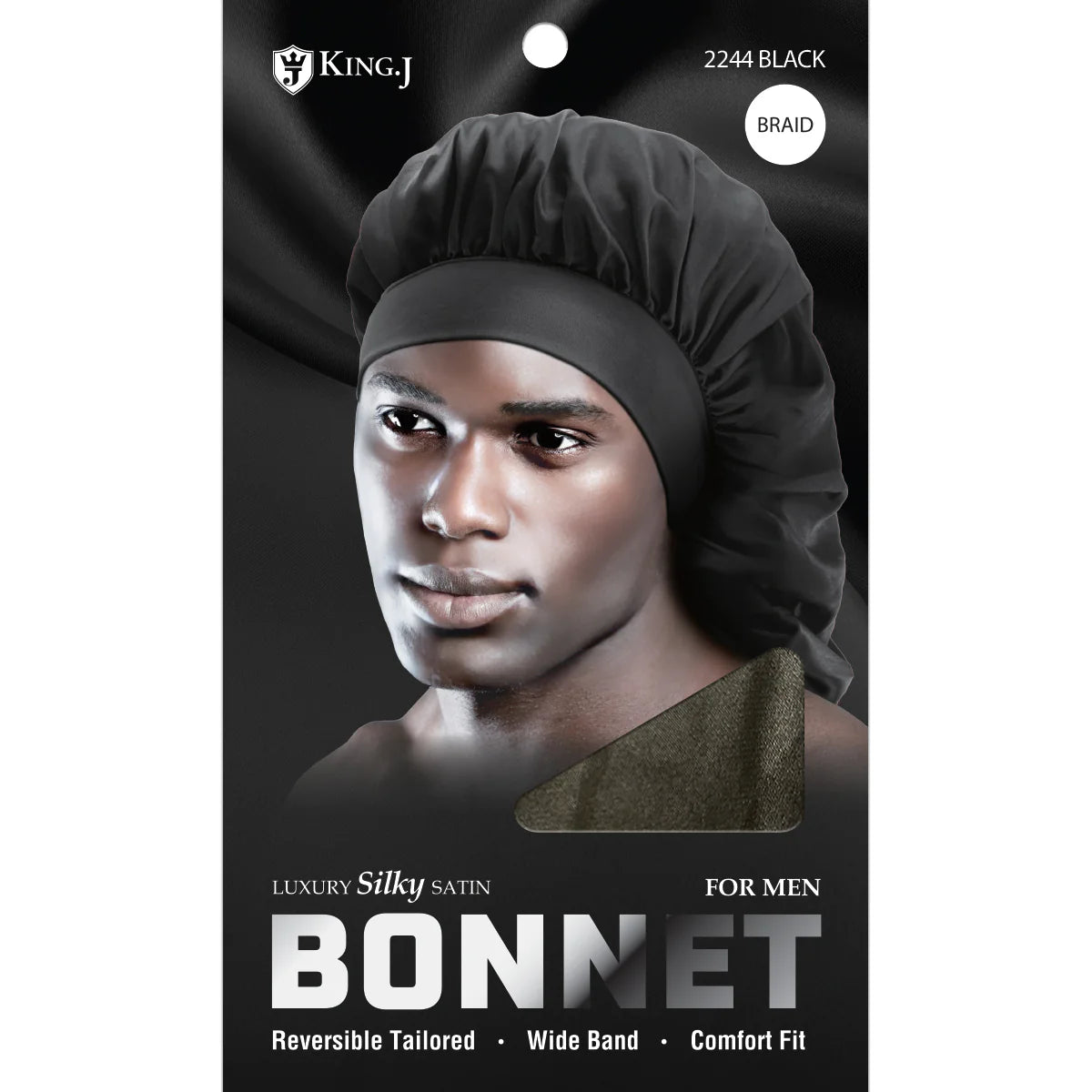 King.J Luxury Silky Satin Bonnet For Men 2244 Braid