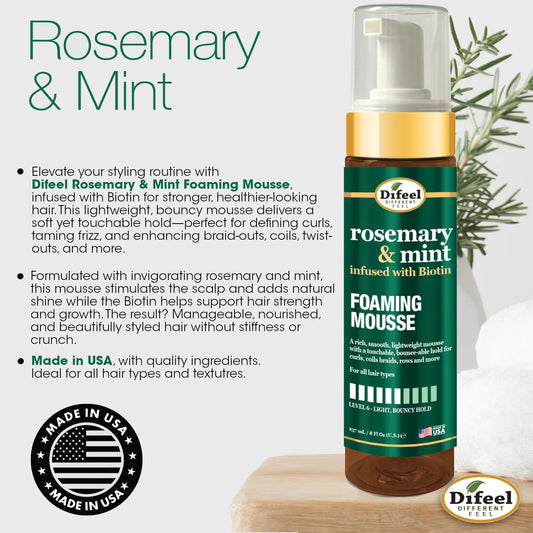 Difeel Rosemary & Mint Foaming Mousse 8oz