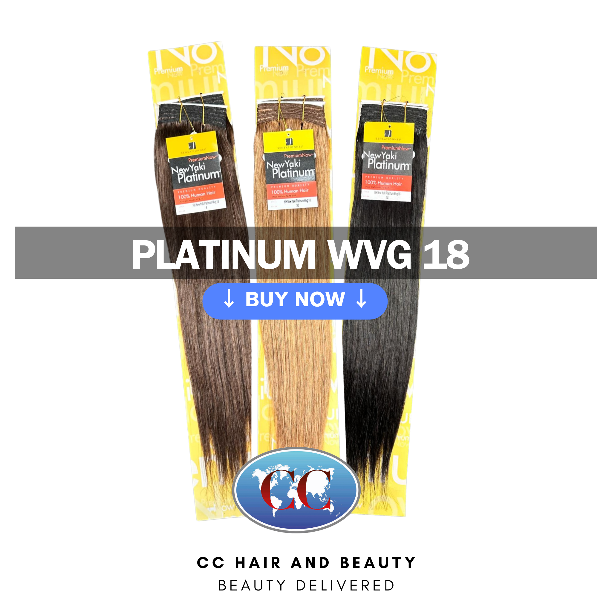 Sensationnel Premium Now 100% Human Hair New Yaki Platinum Weave Extensions