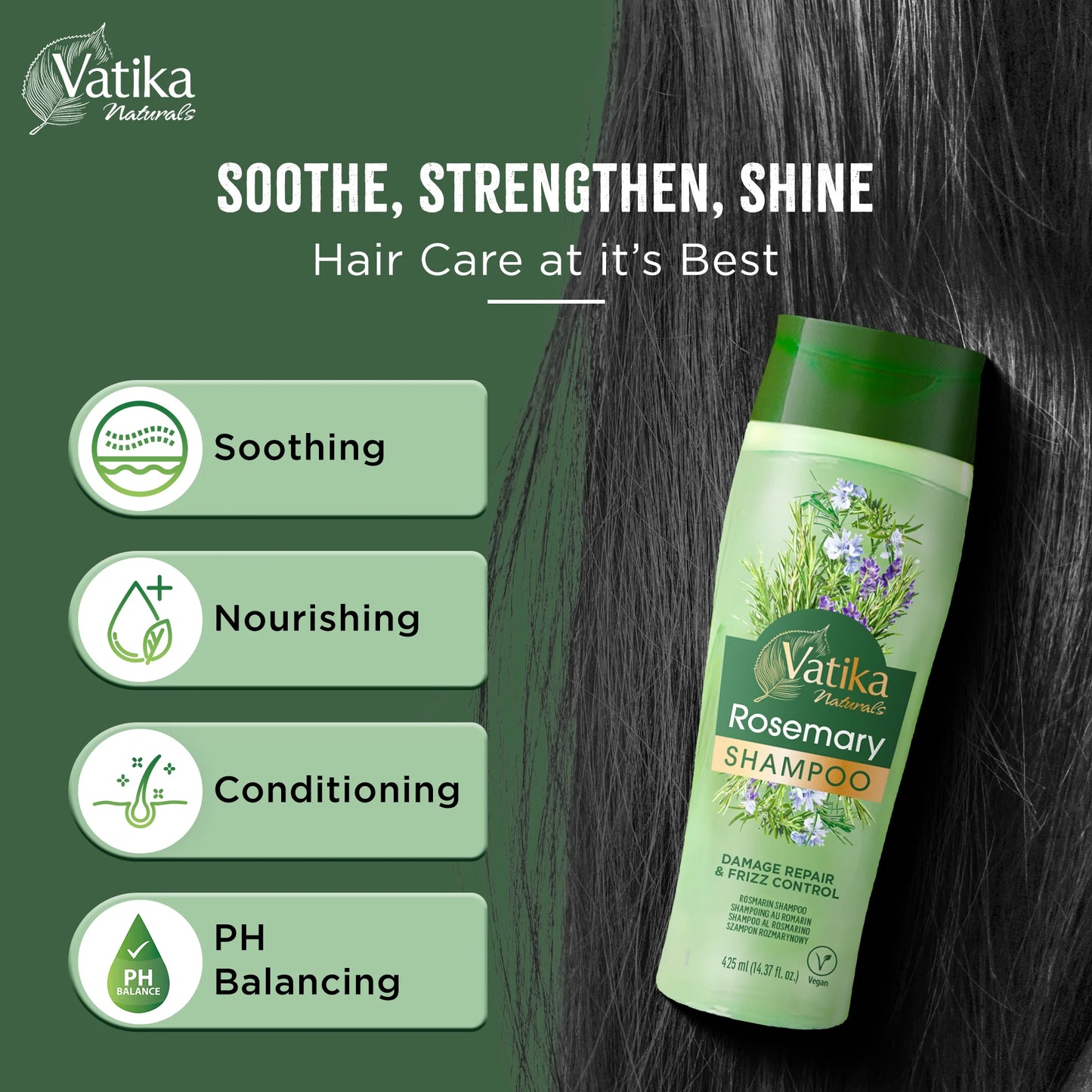 Vatika Natural Rosemary shampoo, 425 ml