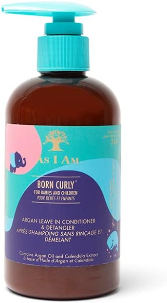 As I Am Born Curly Leave‑In Detangler- for Curls, Detangling & Frizz Control 8oz