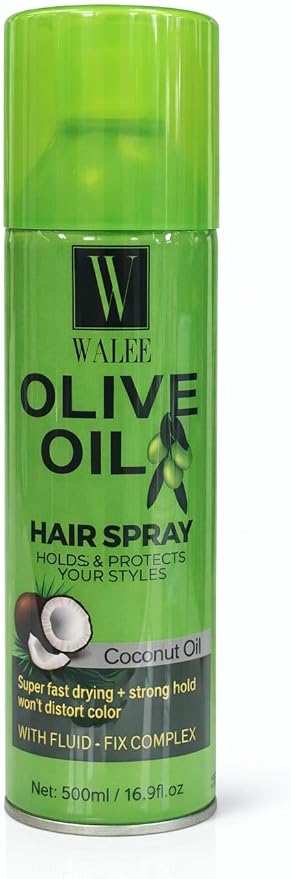 Walee Olive Oil Hair Spray with Coconut Oil, Strong Hold Styling Spray 500ml