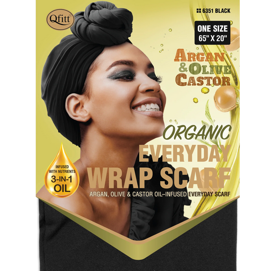 Qfit 6351 Argan & Olive Castor Organic Everyday Wrap Scarf 6351 Black