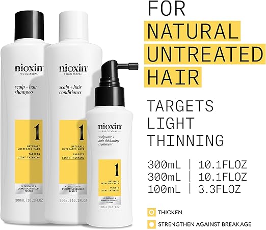 Nioxin System 1 - Hair Thickening System For Natural Hair with Light Thinning Kit