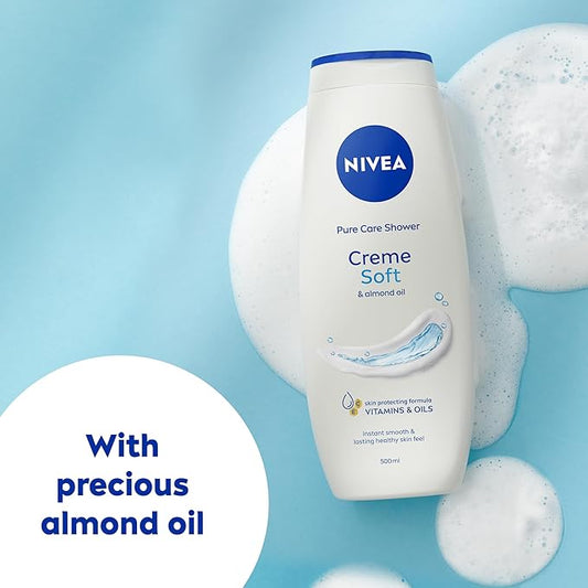 NIVEA Crème Soft Body Cream with Almond Oil, Shower Gel & Body Wash 250ml