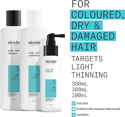 Nioxin System 3 - Hair Thickening System For Damaged Hair With Light Thinning Kit