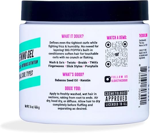 The Doux Big Poppa Defining Hair Gel for All Curl Types 16oz