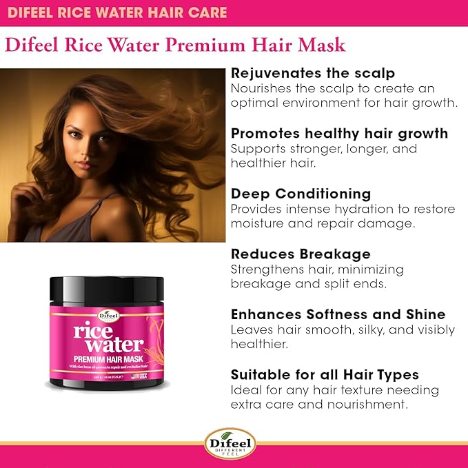Difeel Rice Water Premium Hair Mask 12 oz