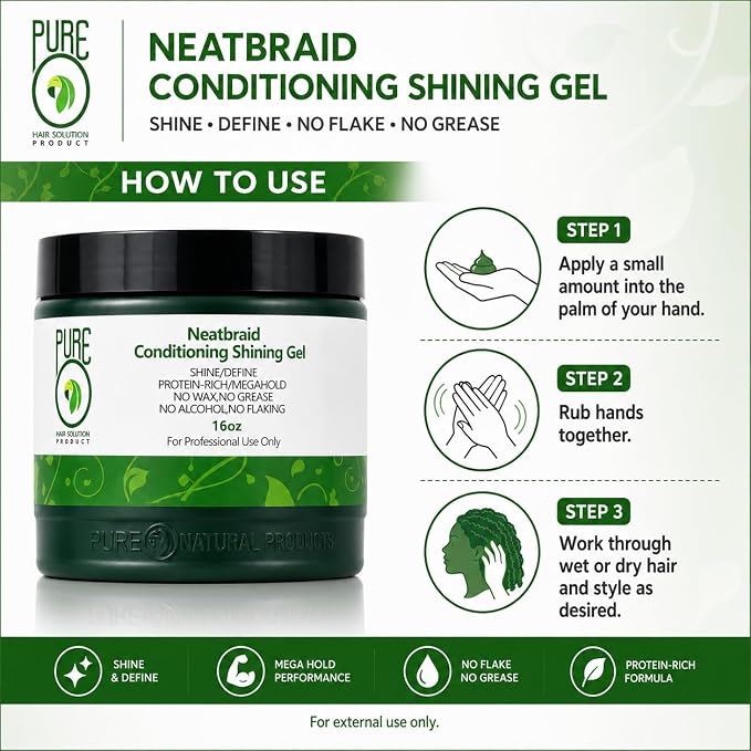 Pure O Natural Neatbraid Conditioning Shining Gel 16oz - view 3
