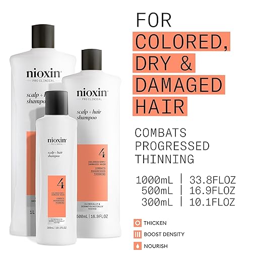 Nioxin System 4 Scalp + Hair Thickening Shampoo for Colored, Dry, & Damaged Hair
