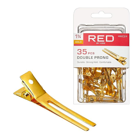 Red by Kiss Gold Metal Hair Clips, Durable Sturdy Hold Styling & Curl Setting 70 Ble Prong
