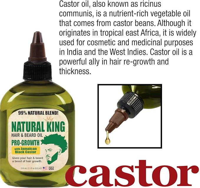 Difeel Natural King Pro-Growth Hair & Beard Oil with Jamaican Black Castor Oil 7.1 oz