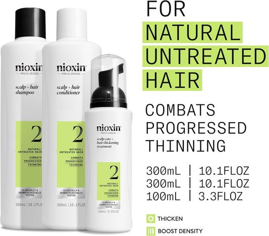Nioxin System 2 - Hair Thickening System For Natural Hair With Progressed Thinning Kit