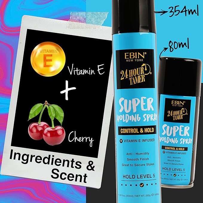Ebin 24-Hour Super Holding Hairspray - back of can | CC Hair and Beauty Leeds