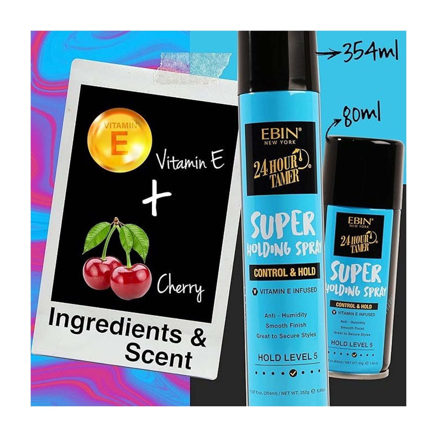 Ebin 24-Hour Super Holding Hairspray - back of can | CC Hair and Beauty Leeds