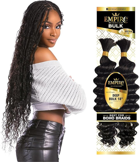 Sensationnel Empire Bulk Hair Braiding Deep Bulk Human Hair Boho Braids 18"22"