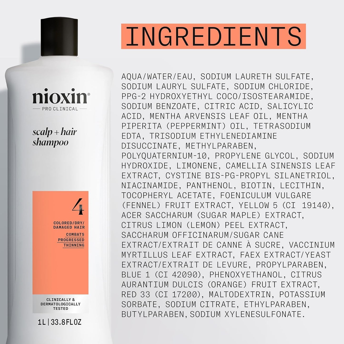 Nioxin System 4 Scalp + Hair Thickening Shampoo for Colored, Dry, & Damaged Hair