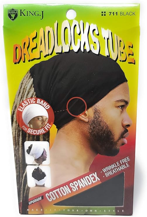 King.J Unisex Cotton Spandex Dreadlocks Tube Black