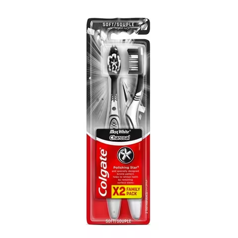 Colgate Medium Charcoal Toothbrushes (Pack of 2)