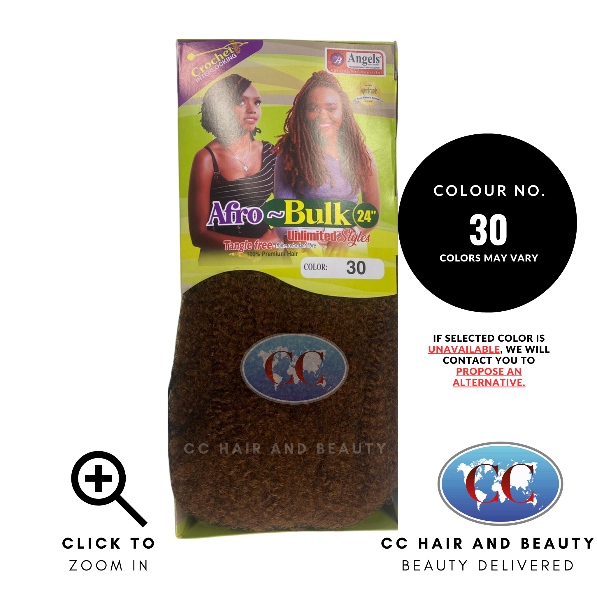 Angels Afro Bulk 24" Natural Kinky Texture Tangle Free - Crochet Interlocking-colour 30