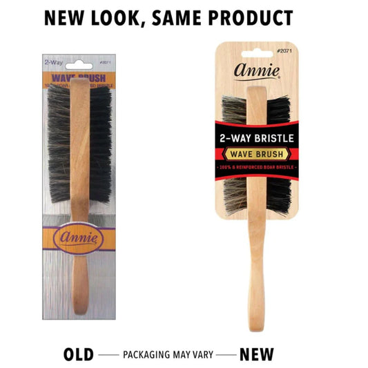 Annie 2-Way Wooden Club Wave Brush Soft/Hard Bristles Long Handle 2071