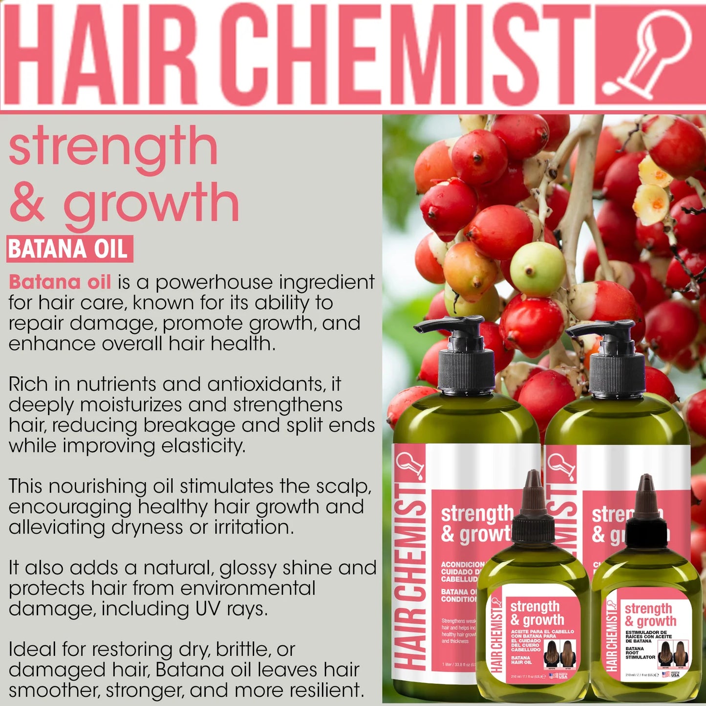 Hair Chemist Strength & Growth Batana Root Stimulator 7.1 oz