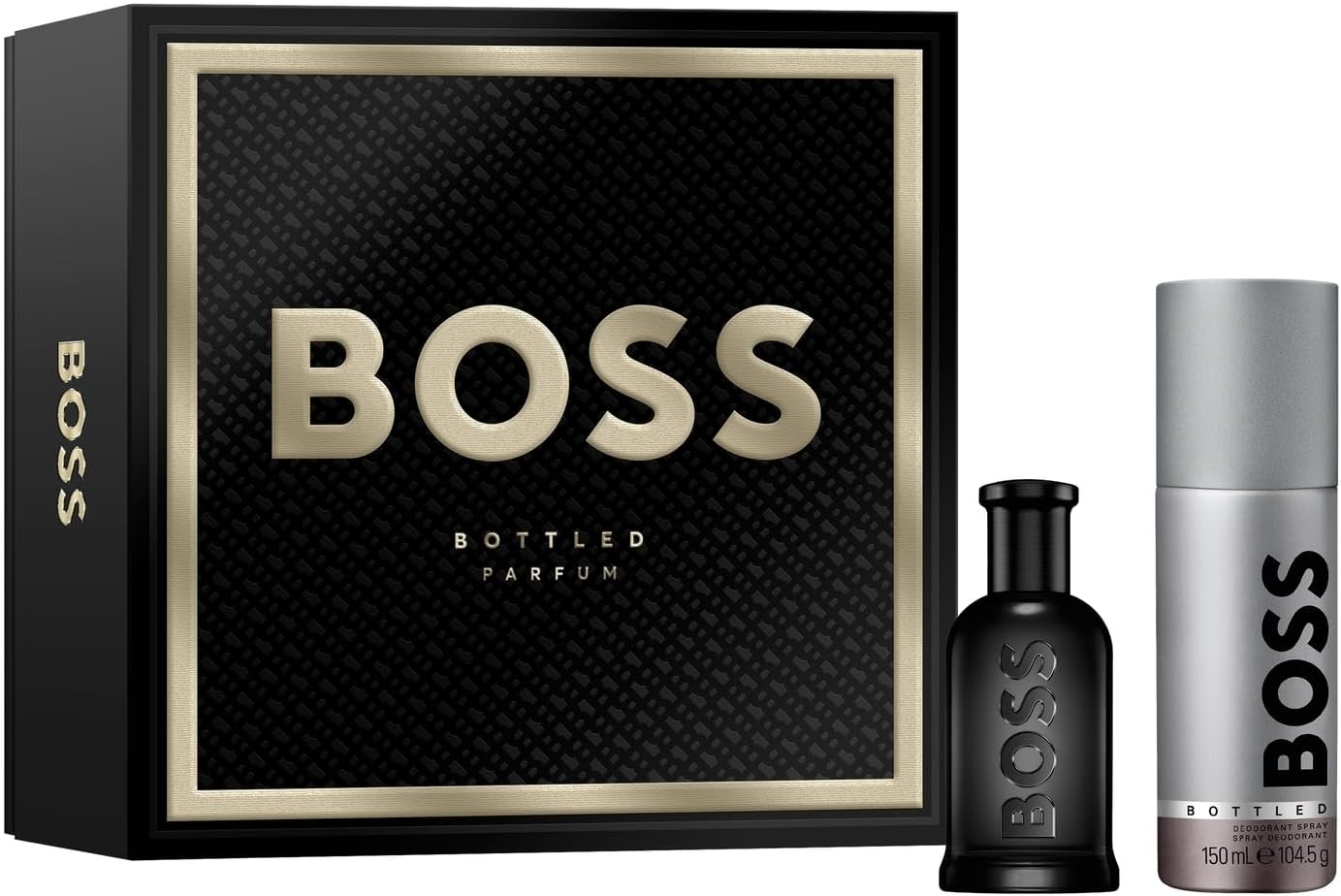 BOSS Men's 2 Piece BOSS Bottled Parfum Festive Giftset including a Parfum 50ml and Men's Spray Deodorant 150ml - 3616305439482