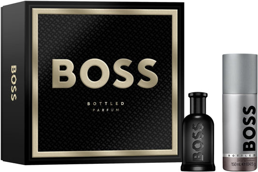 BOSS Men's 2 Piece BOSS Bottled Parfum Festive Giftset including a Parfum 50ml and Men's Spray Deodorant 150ml - 3616305439482