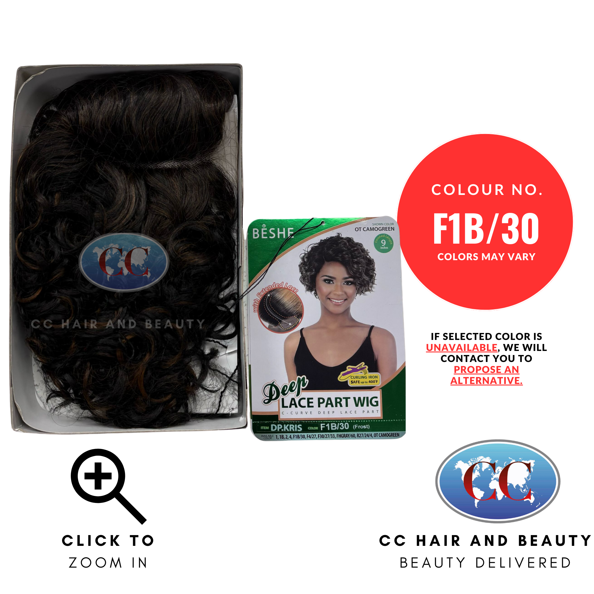 Beshe Synthetic C- Curve Deep Lace Part Wig - DP.KRIS