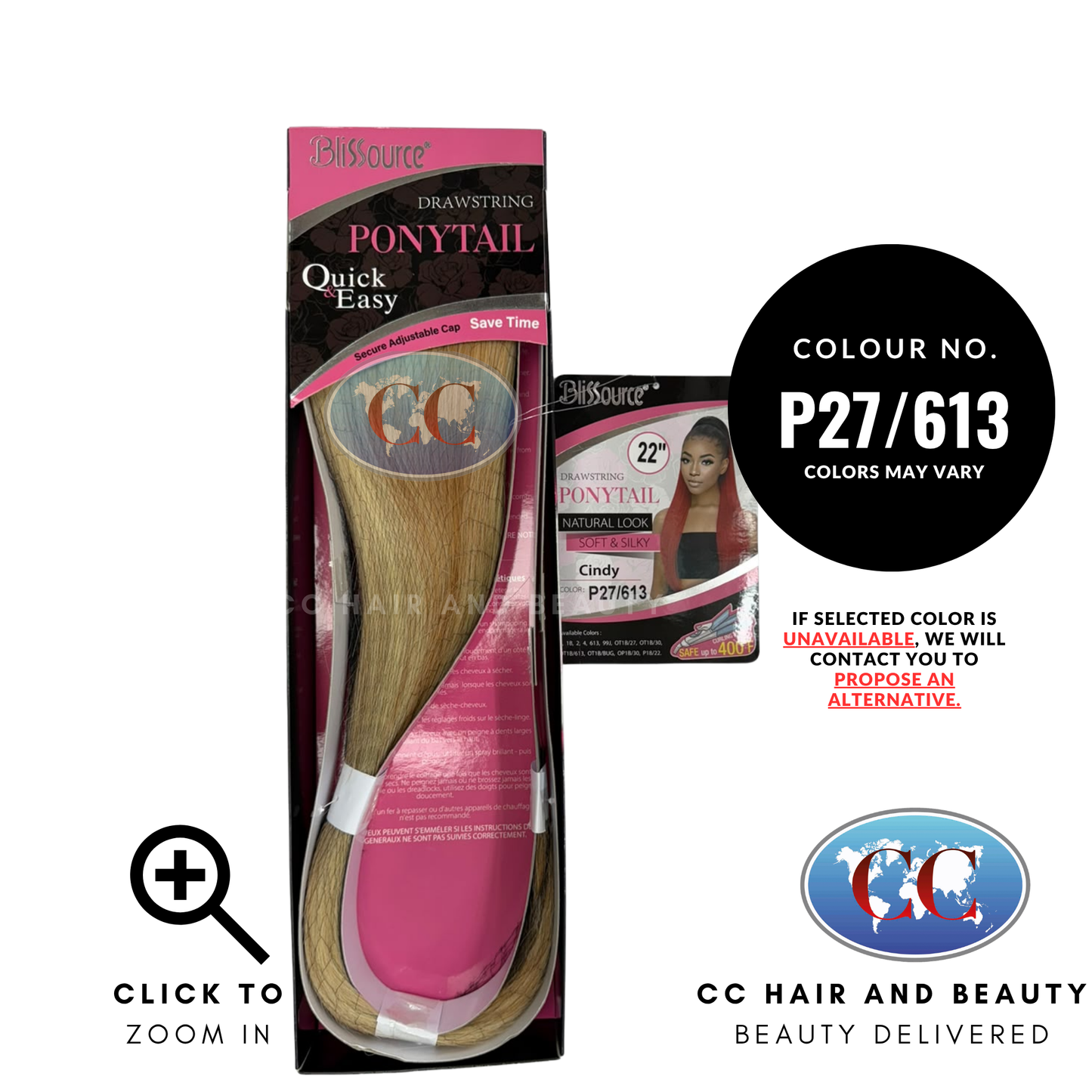 Blissource Natural Look & Soft Silky Drawstring Ponytail Cindy - L 22" - P27/613