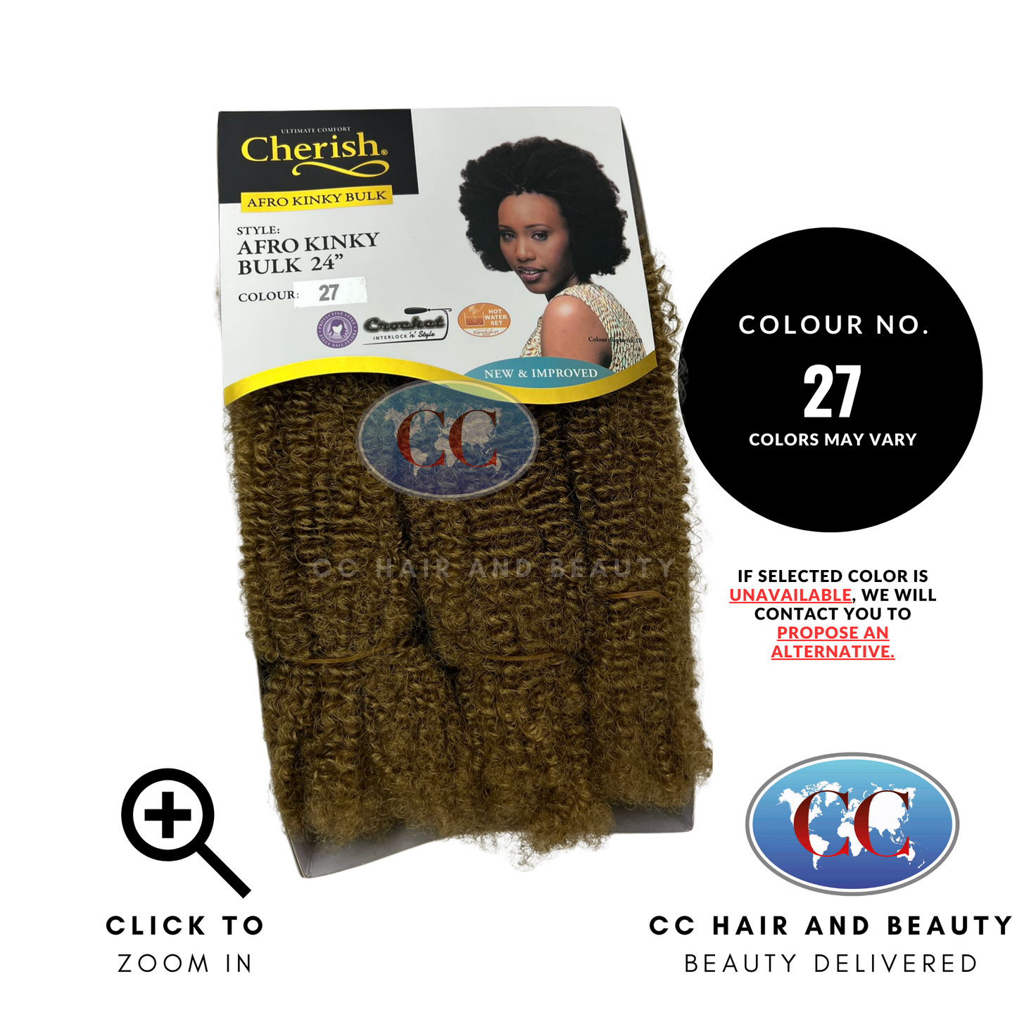 Cherish Afro Kinky Bulk 24"-Color-27
