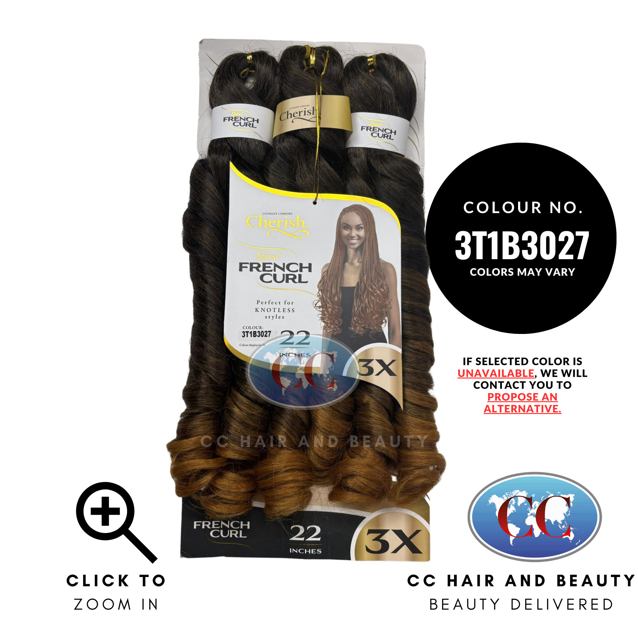 Cherish Spiral French Curl 3x Braid Pre Stretched 22''-Colour 3T1B3027