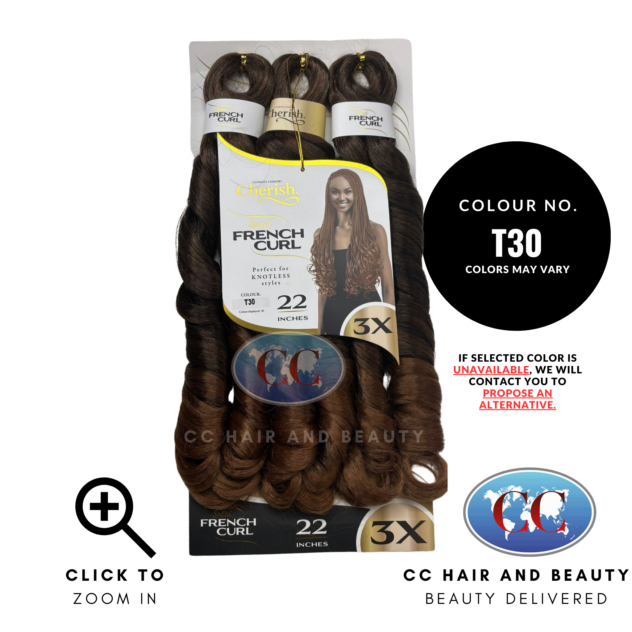 Cherish Spiral French Curl 3x Braid Pre Stretched 22''-Colour T30