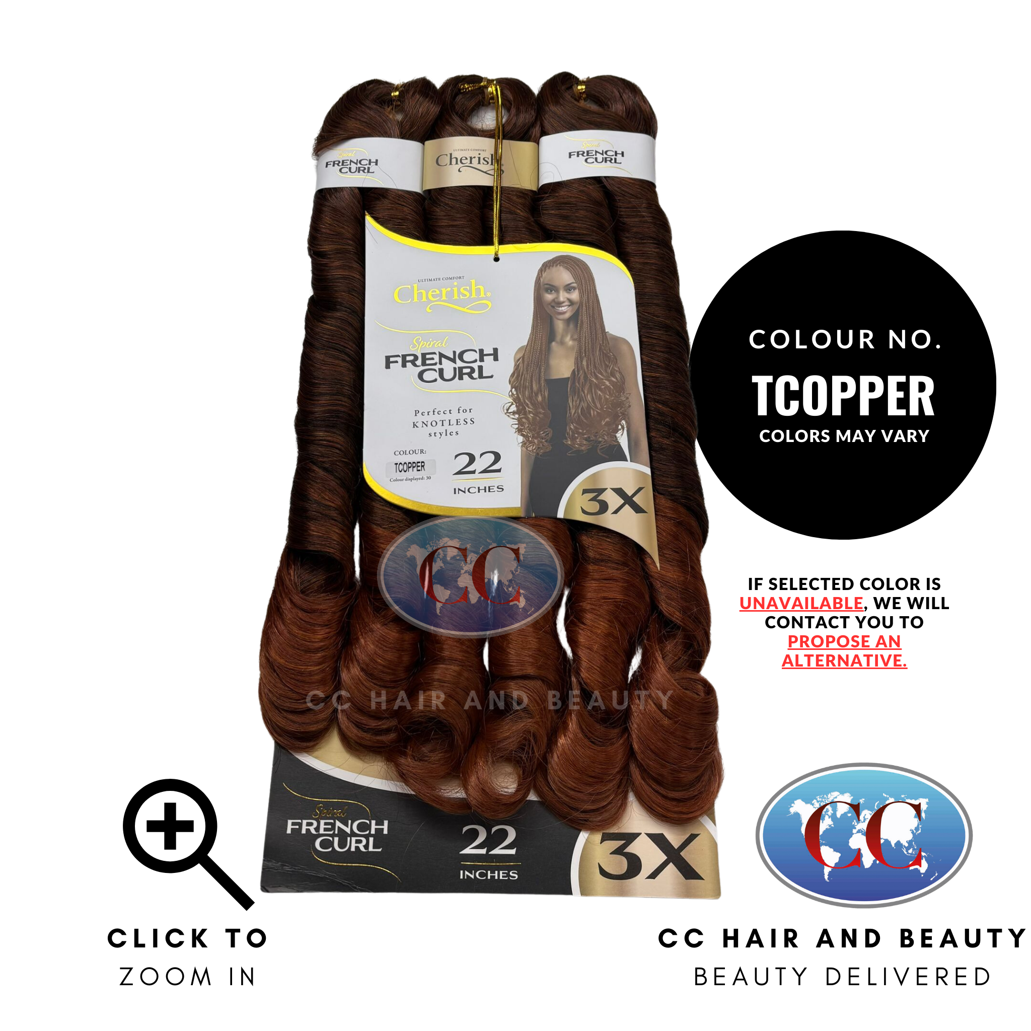 Cherish Spiral French Curl 3x Braid Pre Stretched 22''-Colour TCOPPER