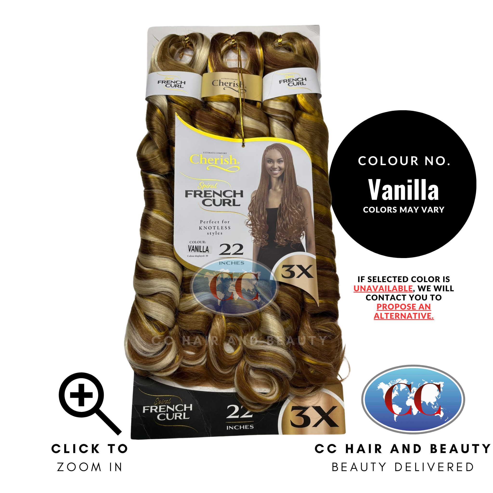 Cherish Spiral French Curl 3x Braid Pre Stretched 22''-Colour VANILLA