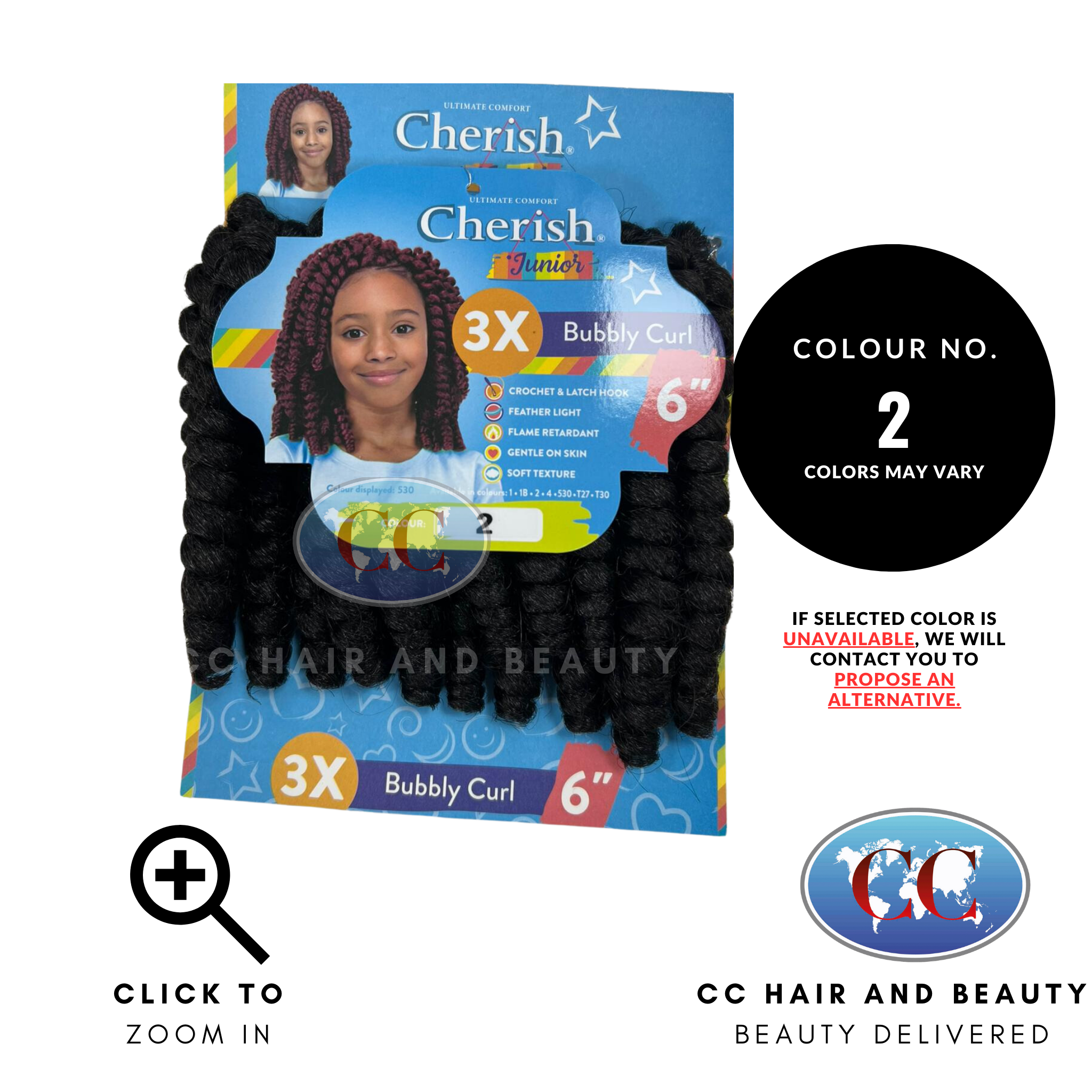 Cherish Synthetic Junior Kids Crochet Braid Hair -Bubbly Curl 6''-colour 2