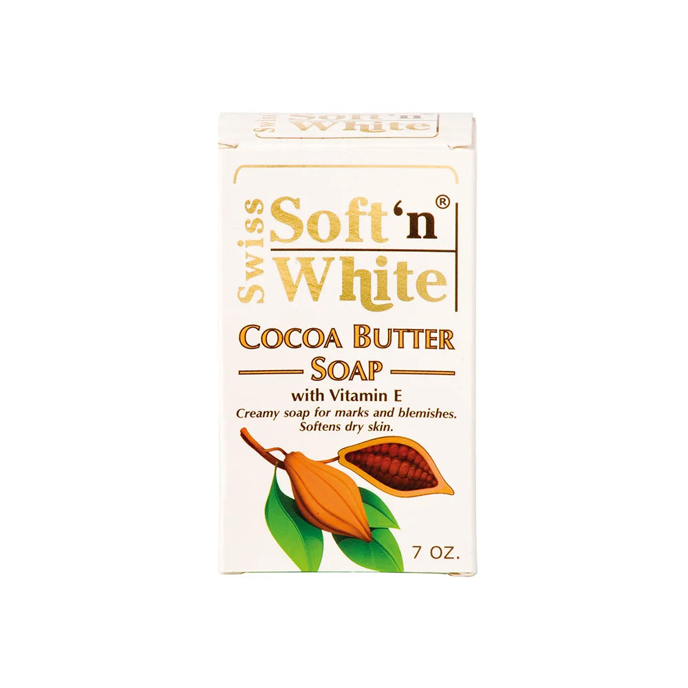 Soft’n White Swiss Cocoa Butter Soap with Vitamin E | For Dry Skin