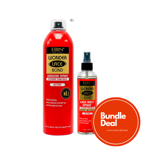 Ebin New York Wonder Lace Bond Adhesive Spray 14.2oz & Melting Spray 8oz - Bundle
