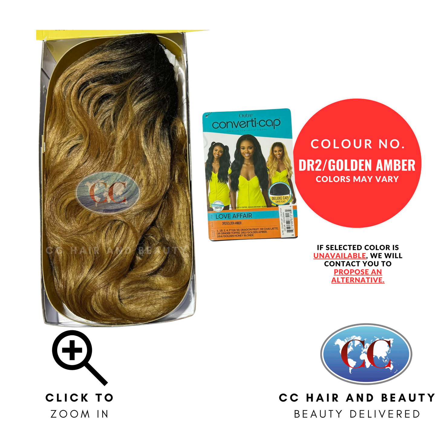 Converti-Cap Premium Synthetic Fiber Half Wig - Love Affair-Colour DR2/GOLDEN AMBER