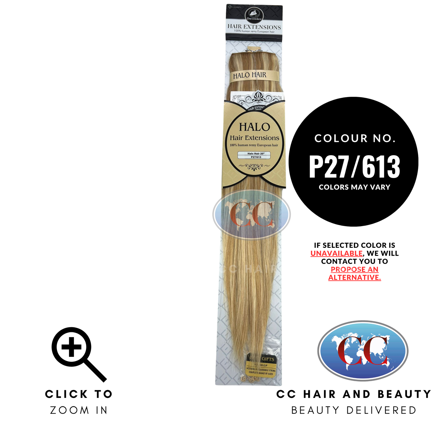 Dressmaker Halo 100% Human Remy European Hair Extensions Toper 20"- P27/613