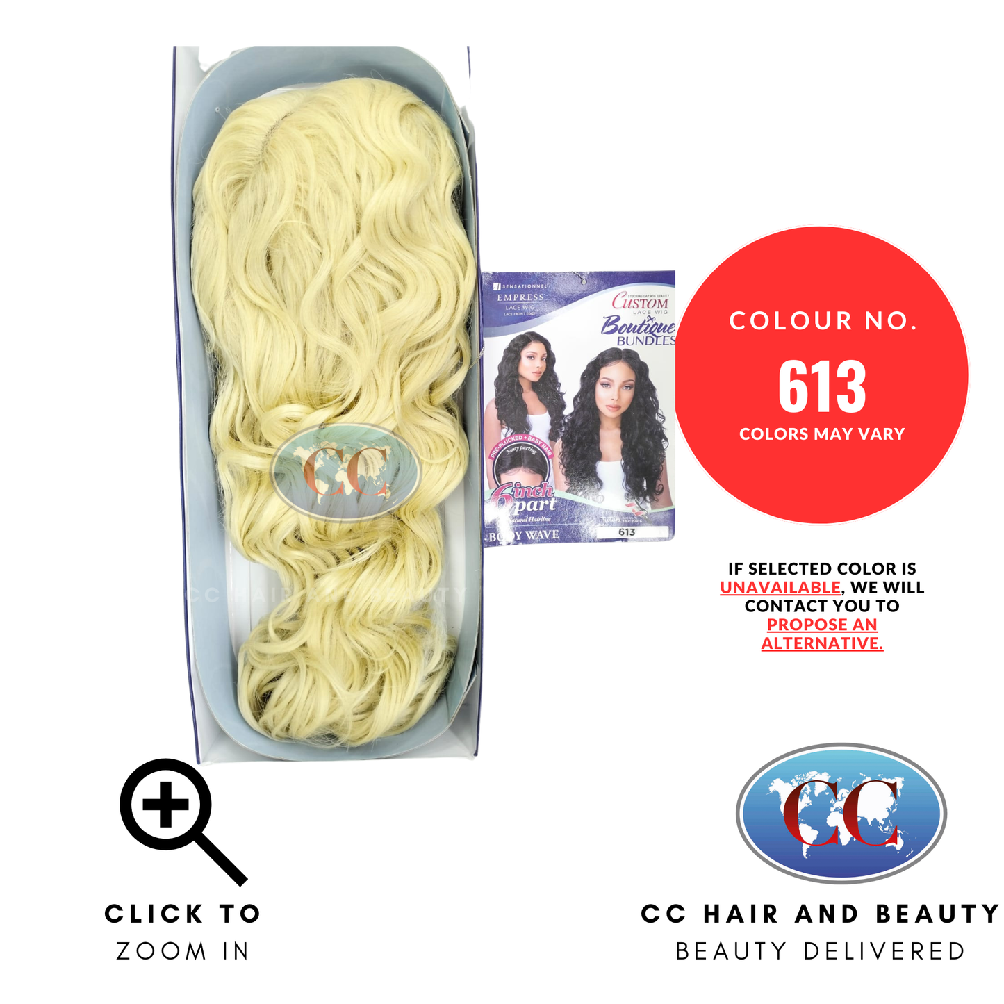 Empress Custom 6" Part Synthetic Lace Front Wig - Body Wave-colour 613