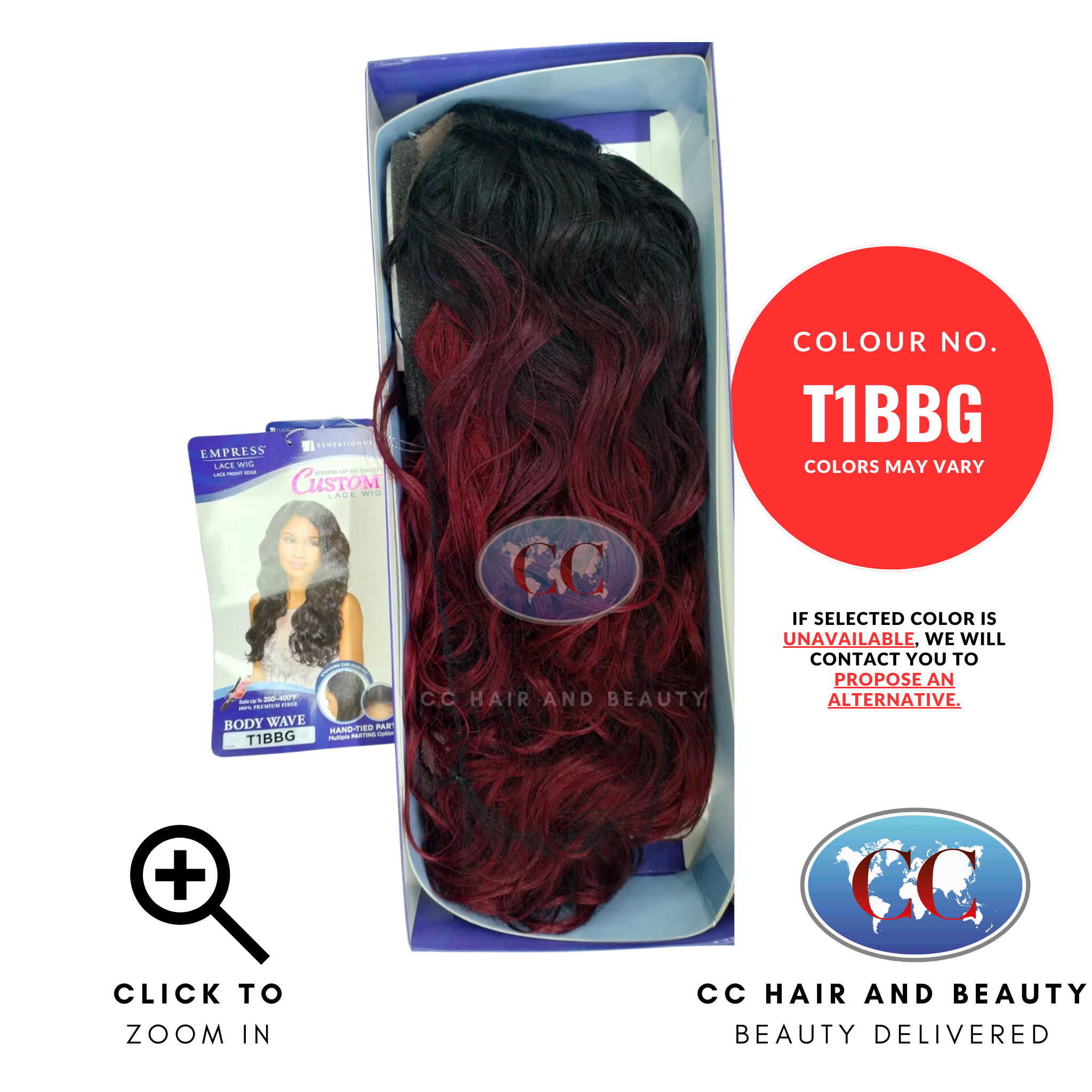 Empress Custom Synthetic Lace Front Wig - Body Wave-Colour T1BBG