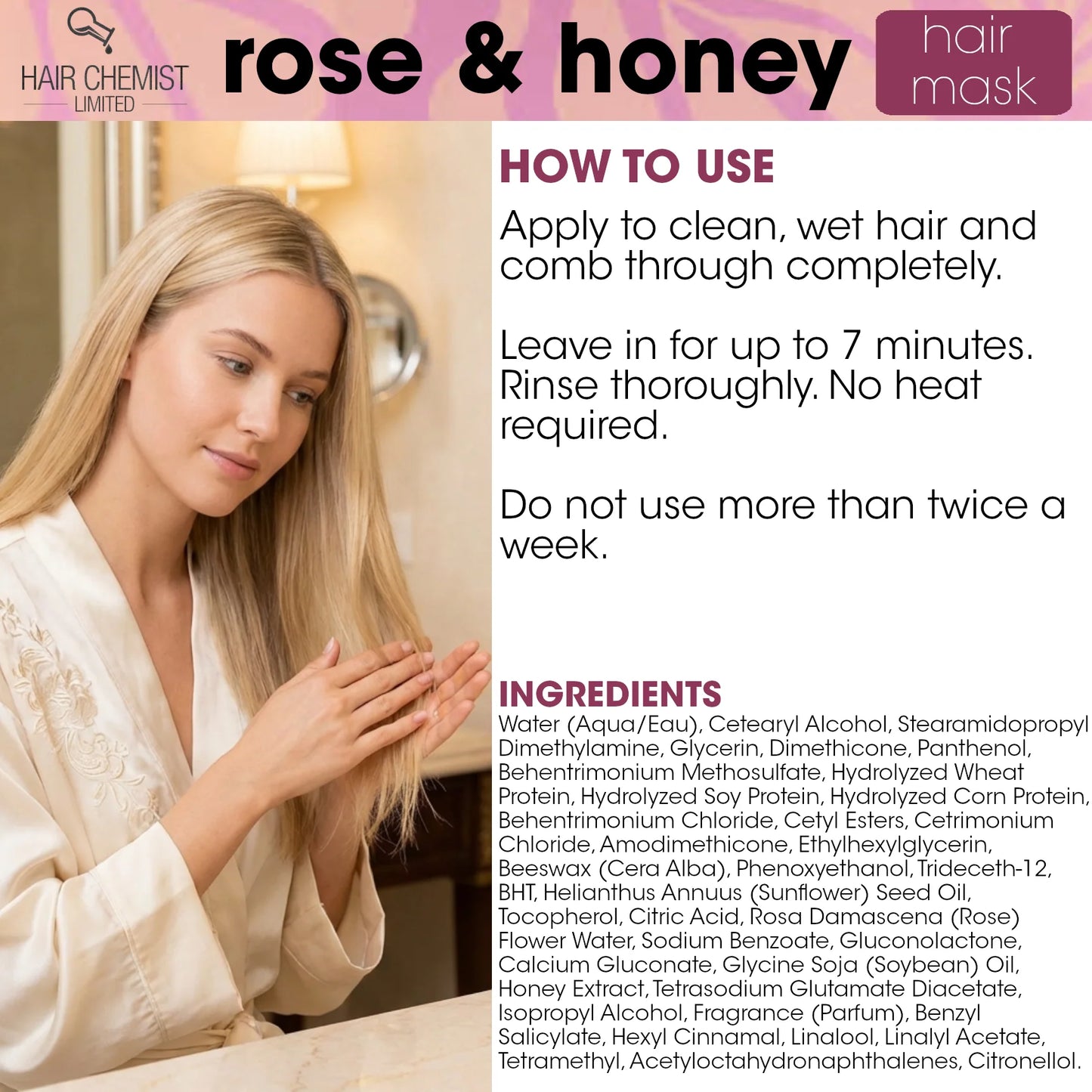 Hair Chemist Rose & Honey Hair Mask 15 oz.