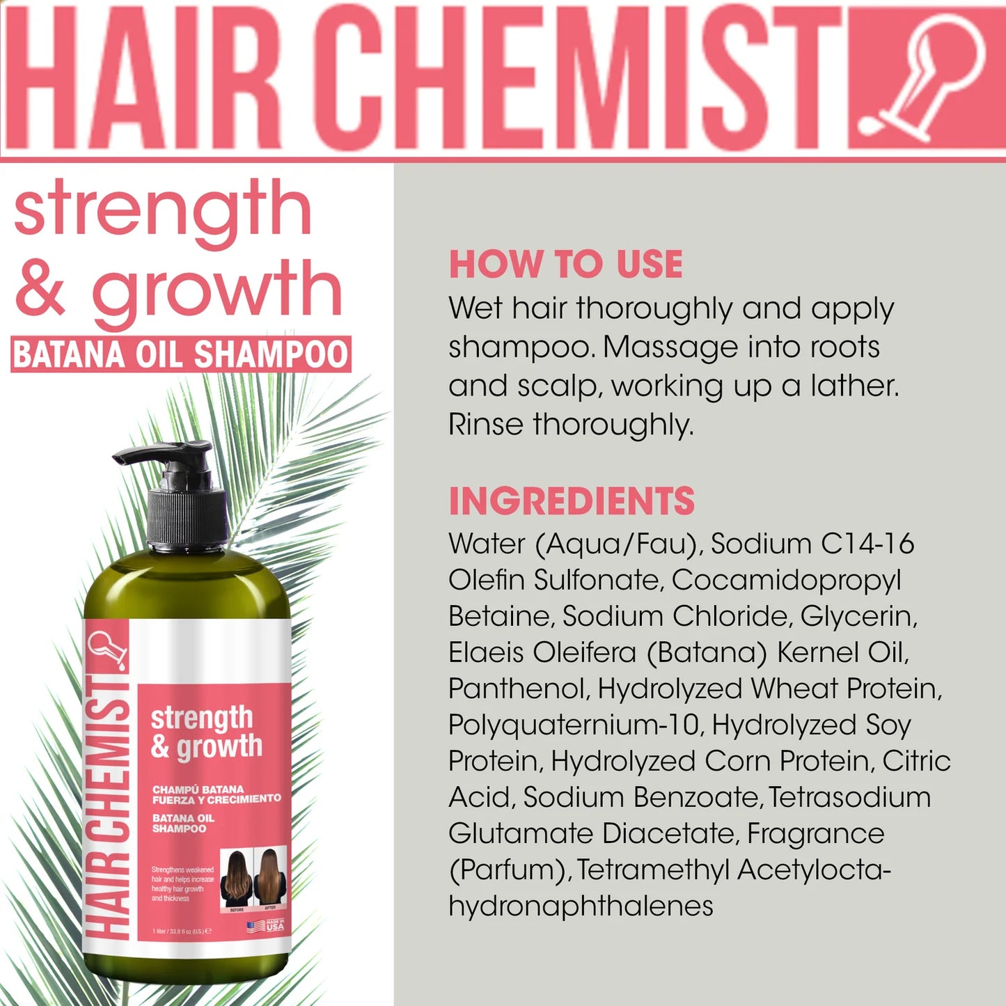 Hair Chemist Strength & Growth Batana Oil Shampoo 33.8 oz